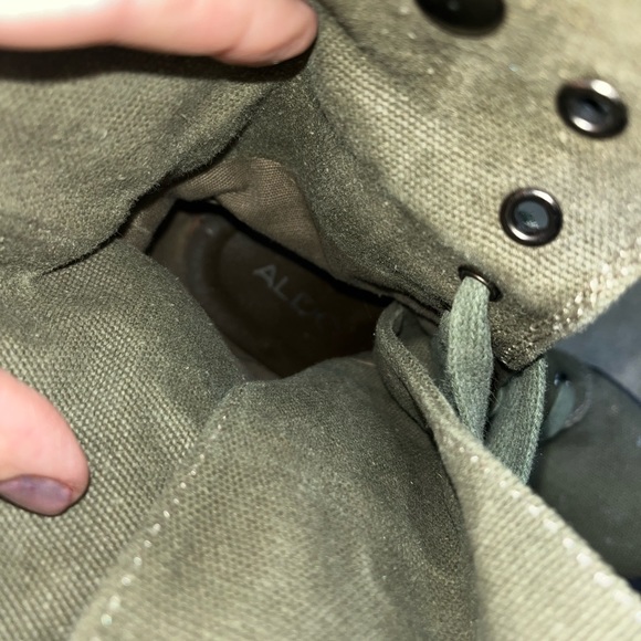 Aldo Heeled Olive Foldover Canvas Booties 🌵39 - Picture 6 of 11